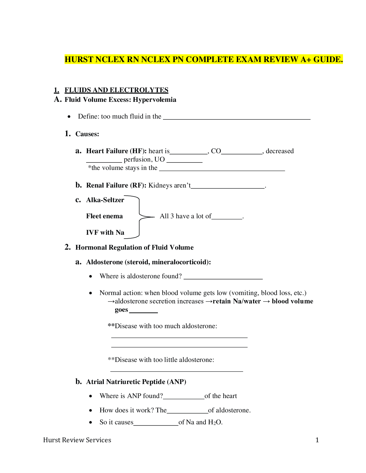 Preview image for HURST NCLEX RN NCLEX PN COMPLETE EXAM REVIEW A+ GUIDE.